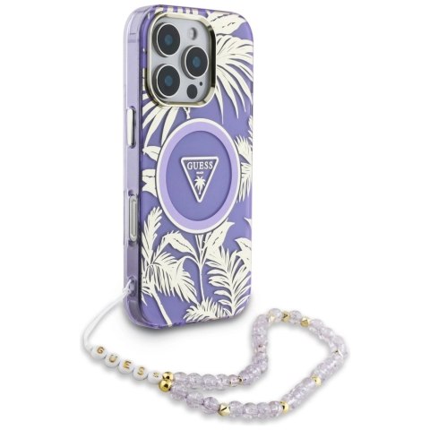 Etui Guess Palm Trees Triangle Pearl Strap MagSafe do iPhone 16 Pro fioletowy Etui Guess Palm Trees Triangle Pearl Strap MagSafe do iPhone 16 Pro fioletowy