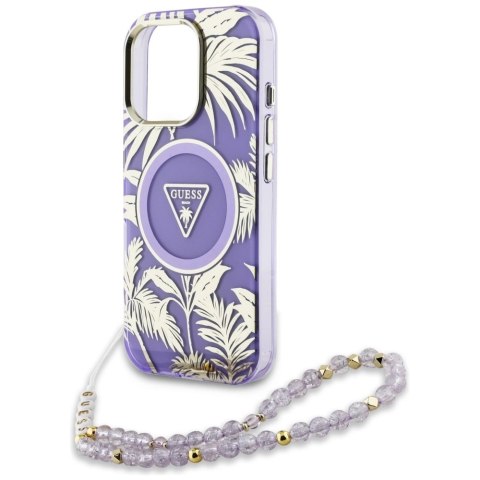Etui Guess Palm Trees Triangle Pearl Strap MagSafe do iPhone 16 Pro fioletowy Etui Guess Palm Trees Triangle Pearl Strap MagSafe do iPhone 16 Pro fioletowy