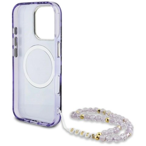 Etui Guess Palm Trees Triangle Pearl Strap MagSafe do iPhone 16 Pro fioletowy Etui Guess Palm Trees Triangle Pearl Strap MagSafe do iPhone 16 Pro fioletowy
