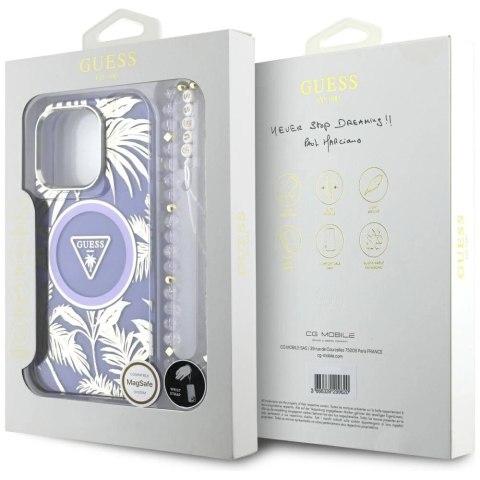 Etui Guess Palm Trees Triangle Pearl Strap MagSafe do iPhone 16 Pro fioletowy Etui Guess Palm Trees Triangle Pearl Strap MagSafe do iPhone 16 Pro fioletowy