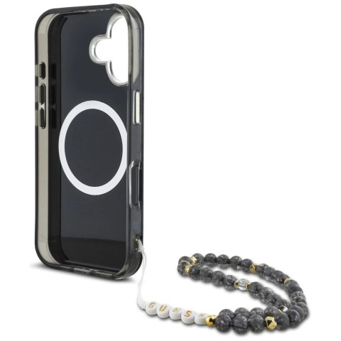 Etui Guess Palm Trees Triangle Pearl Strap MagSafe do iPhone 16 czarny Etui Guess Palm Trees Triangle Pearl Strap MagSafe do iPhone 16 czarny