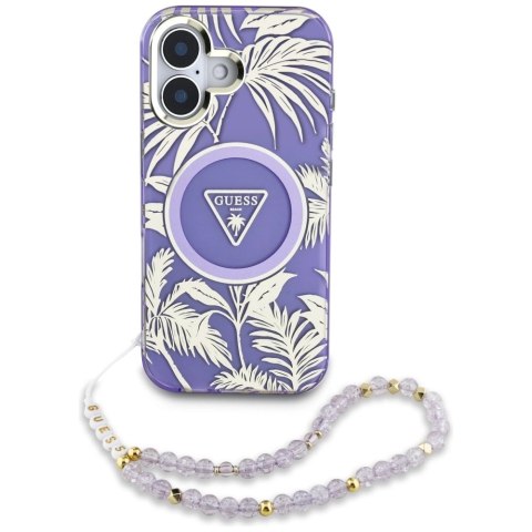 Etui Guess Palm Trees Triangle Pearl Strap MagSafe do iPhone 16 fioletowy Etui Guess Palm Trees Triangle Pearl Strap MagSafe do iPhone 16 fioletowy