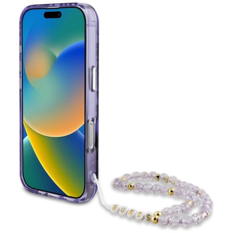 Etui Guess Palm Trees Triangle Pearl Strap MagSafe do iPhone 16 fioletowy Etui Guess Palm Trees Triangle Pearl Strap MagSafe do iPhone 16 fioletowy