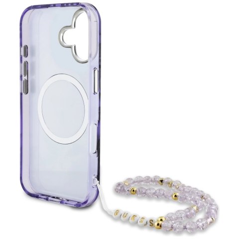 Etui Guess Palm Trees Triangle Pearl Strap MagSafe do iPhone 16 fioletowy Etui Guess Palm Trees Triangle Pearl Strap MagSafe do iPhone 16 fioletowy