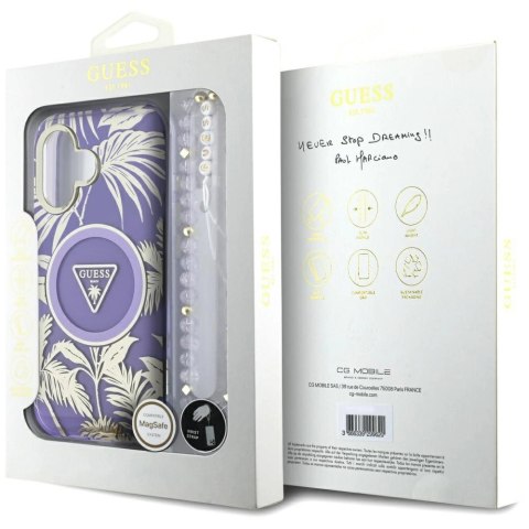 Etui Guess Palm Trees Triangle Pearl Strap MagSafe do iPhone 16 fioletowy Etui Guess Palm Trees Triangle Pearl Strap MagSafe do iPhone 16 fioletowy