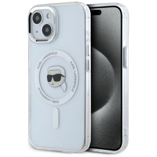 Etui Karl Lagerfeld IML Metal Karl Head MagSafe do iPhone 15 Plus biały