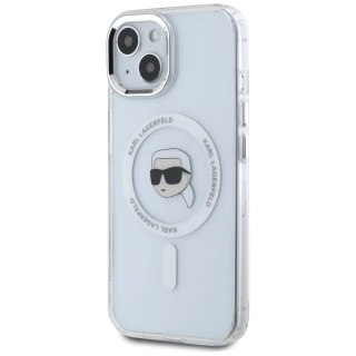 Etui Karl Lagerfeld IML Metal Karl Head MagSafe do iPhone 15 Plus biały