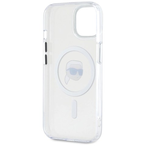 Etui Karl Lagerfeld IML Metal Karl Head MagSafe do iPhone 15 Plus biały