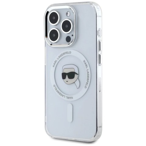 Etui Karl Lagerfeld IML Metal Karl Head MagSafe do iPhone 15 Pro Max biały