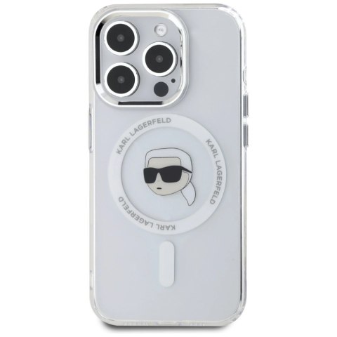 Etui Karl Lagerfeld IML Metal Karl Head MagSafe do iPhone 15 Pro Max biały