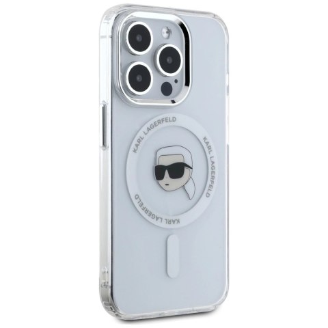 Etui Karl Lagerfeld IML Metal Karl Head MagSafe do iPhone 15 Pro Max biały