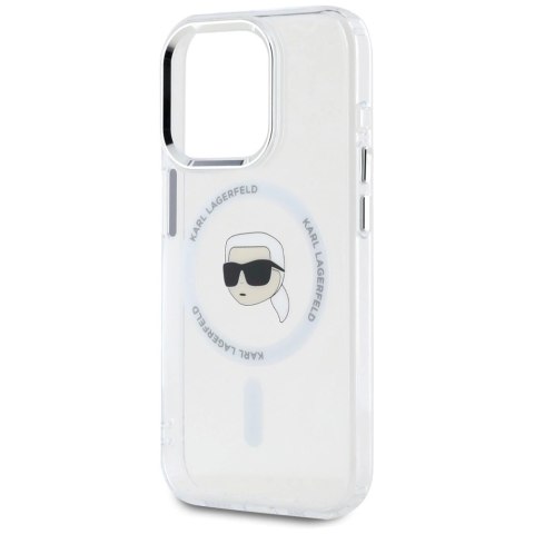 Etui Karl Lagerfeld IML Metal Karl Head MagSafe do iPhone 15 Pro Max biały