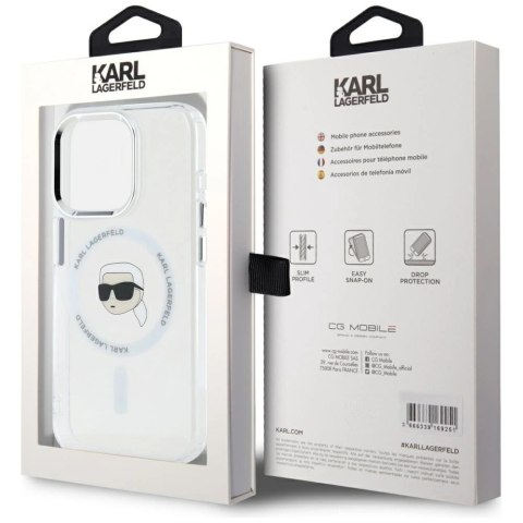Etui Karl Lagerfeld IML Metal Karl Head MagSafe do iPhone 15 Pro Max biały
