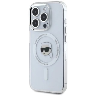 Etui Karl Lagerfeld IML Metal Karl Head MagSafe do iPhone 15 Pro biały