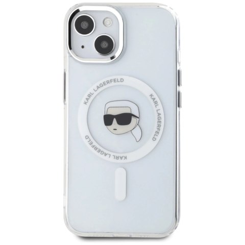 Etui Karl Lagerfeld IML Metal Karl Head MagSafe do iPhone 15 biały