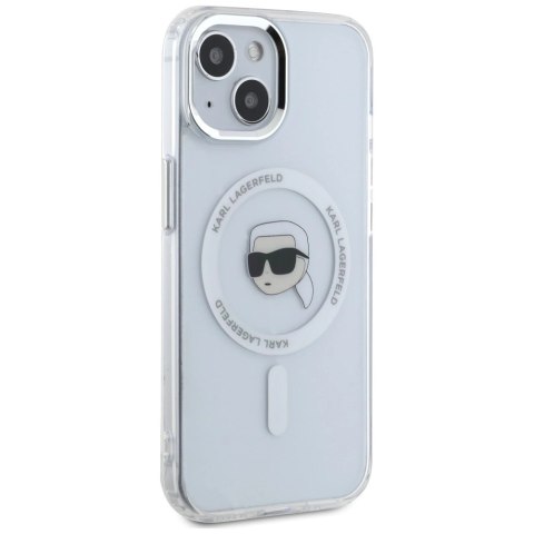 Etui Karl Lagerfeld IML Metal Karl Head MagSafe do iPhone 15 biały