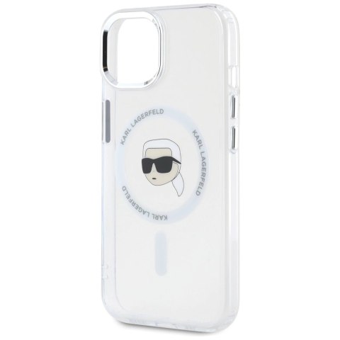 Etui Karl Lagerfeld IML Metal Karl Head MagSafe do iPhone 15 biały