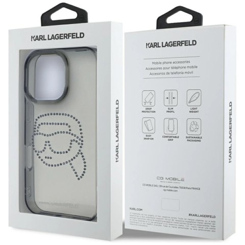 Etui Karl Lagerfeld IML Rhinestones Karl Head do iPhone 16 Pro czarny Etui Karl Lagerfeld IML Rhinestones Karl Head do iPhone 16 Pro czarny
