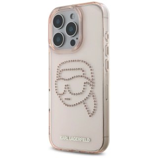 Etui Karl Lagerfeld IML Rhinestones Karl Head do iPhone 16 Pro różowy