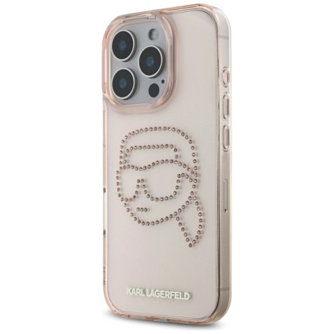 Etui Karl Lagerfeld IML Rhinestones Karl Head do iPhone 16 Pro różowy