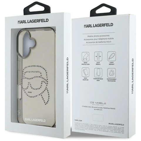 Etui Karl Lagerfeld IML Rhinestones Karl Head do iPhone 16 czarny Etui Karl Lagerfeld IML Rhinestones Karl Head do iPhone 16 czarny