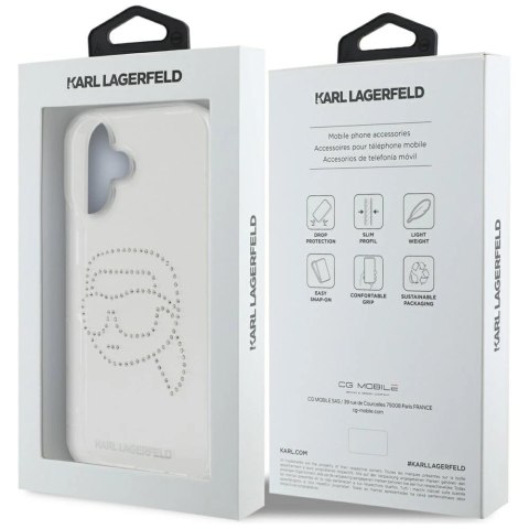 Etui Karl Lagerfeld IML Rhinestones Karl Head do iPhone 16 przezroczysty Etui Karl Lagerfeld IML Rhinestones Karl Head do iPhone 16 przezroczysty