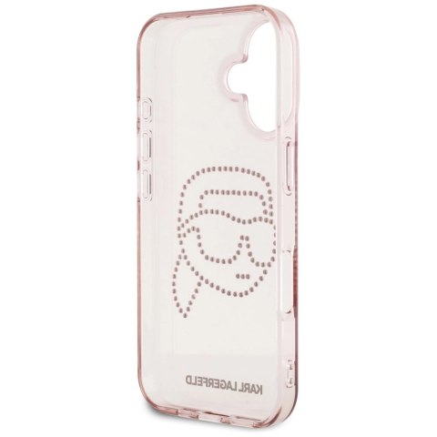 Etui Karl Lagerfeld IML Rhinestones Karl Head do iPhone 16 różowy