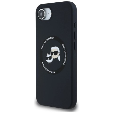 Etui Karl Lagerfeld Liquid Silicone Karl & Choupette Heads z MagSafe na iPhone 16e - czarne Etui Karl Lagerfeld Liquid Silicone Karl & Choupette Heads z MagSafe na iPhone 16e - czarne