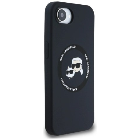 Etui Karl Lagerfeld Liquid Silicone Karl & Choupette Heads z MagSafe na iPhone 16e - czarne Etui Karl Lagerfeld Liquid Silicone Karl & Choupette Heads z MagSafe na iPhone 16e - czarne