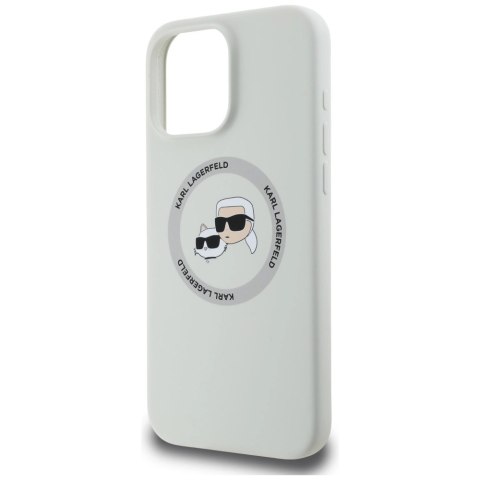 Etui Karl Lagerfeld Silicone Double Heads And Circle MagSafe do iPhone 16 Pro Max beżowy