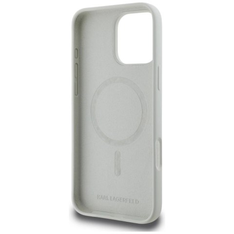 Etui Karl Lagerfeld Silicone Double Heads And Circle MagSafe do iPhone 16 Pro Max beżowy