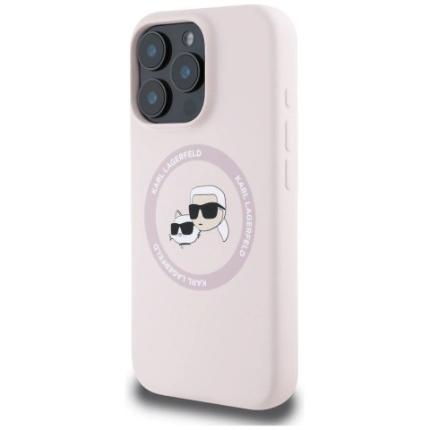 Etui Karl Lagerfeld Silicone Double Heads And Circle MagSafe do iPhone 16 Pro Max różowy Etui Karl Lagerfeld Silicone Double Heads And Circle MagSafe do iPhone 16 Pro Max różowy