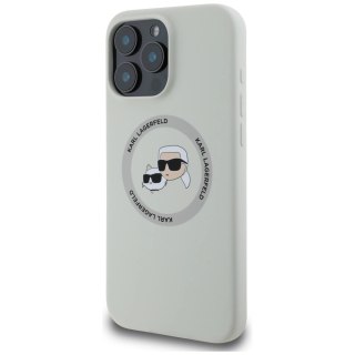 Etui Karl Lagerfeld Silicone Double Heads And Circle MagSafe do iPhone 16 Pro beżowy