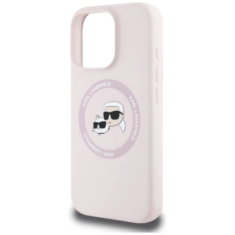 Etui Karl Lagerfeld Silicone Double Heads And Circle MagSafe do iPhone 16 Pro różowy Etui Karl Lagerfeld Silicone Double Heads And Circle MagSafe do iPhone 16 Pro różowy