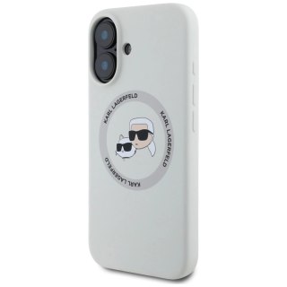 Etui Karl Lagerfeld Silicone Double Heads And Circle MagSafe do iPhone 16 beżowy