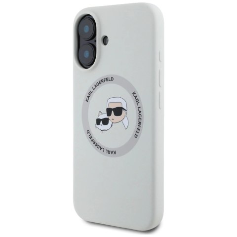 Etui Karl Lagerfeld Silicone Double Heads And Circle MagSafe do iPhone 16 beżowy