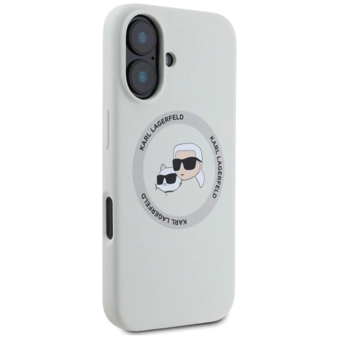 Etui Karl Lagerfeld Silicone Double Heads And Circle MagSafe do iPhone 16 beżowy