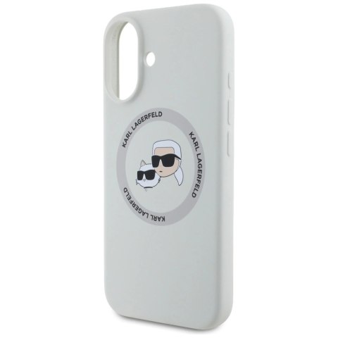 Etui Karl Lagerfeld Silicone Double Heads And Circle MagSafe do iPhone 16 beżowy