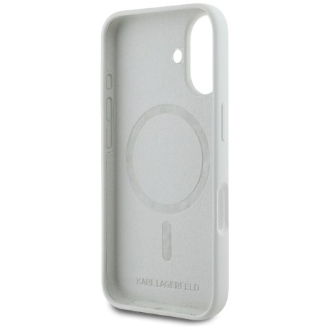 Etui Karl Lagerfeld Silicone Double Heads And Circle MagSafe do iPhone 16 beżowy