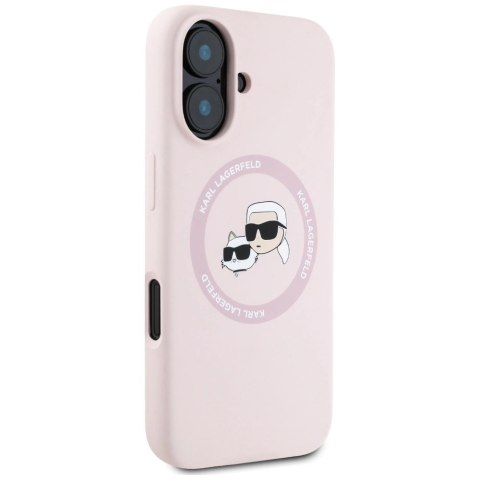 Etui Karl Lagerfeld Silicone Double Heads And Circle MagSafe do iPhone 16 różowy