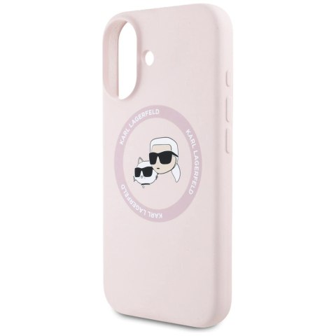 Etui Karl Lagerfeld Silicone Double Heads And Circle MagSafe do iPhone 16 różowy