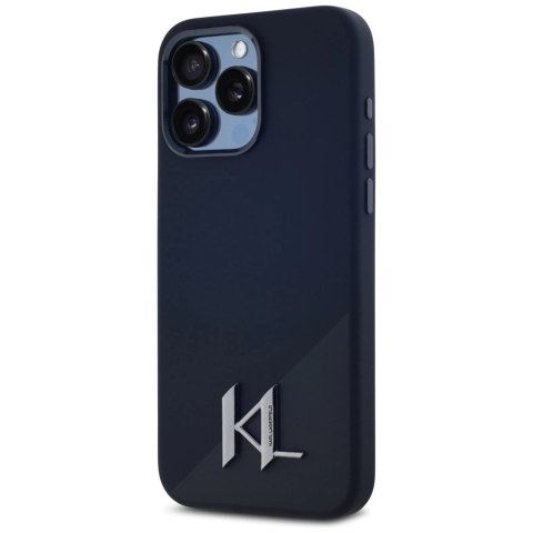 Etui Karl Lagerfeld Silicone Shadow Metal Initial MagSafe do iPhone 15 Pro Max czarny
