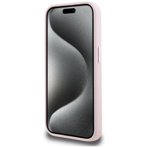 Etui Karl Lagerfeld Silicone Shadow Metal Initial MagSafe do iPhone 15 Pro Max różowy