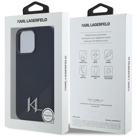 Etui Karl Lagerfeld Silicone Shadow Metal Initial MagSafe do iPhone 15 Pro czarny Etui Karl Lagerfeld Silicone Shadow Metal Initial MagSafe do iPhone 15 Pro czarny