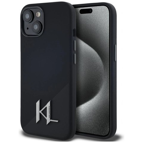Etui Karl Lagerfeld Silicone Shadow Metal Initial MagSafe do iPhone 15 czarny Etui Karl Lagerfeld Silicone Shadow Metal Initial MagSafe do iPhone 15 czarny