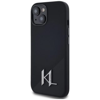 Etui Karl Lagerfeld Silicone Shadow Metal Initial MagSafe do iPhone 15 czarny