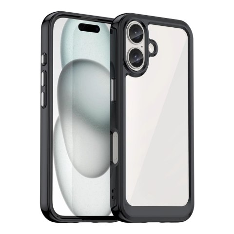 Etui Outer Space Case na iPhone 16e pokrowiec z elastyczną ramką - czarne Etui Outer Space Case na iPhone 16e pokrowiec z elastyczną ramką - czarne