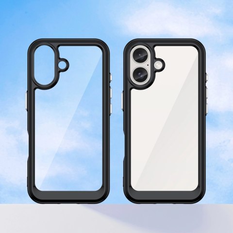 Etui Outer Space Case na iPhone 16e pokrowiec z elastyczną ramką - czarne Etui Outer Space Case na iPhone 16e pokrowiec z elastyczną ramką - czarne