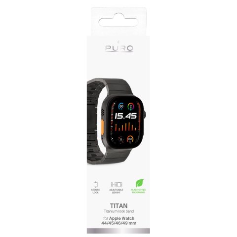Pasek Puro TITAN ze stali nierdzewnej do Apple Watch 42 / 44 / 45 / 49 mm - czarny