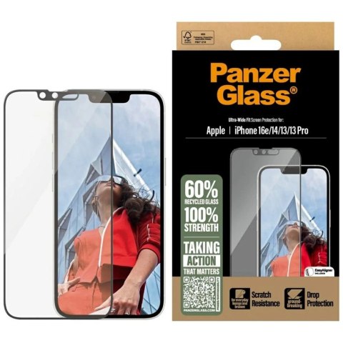 Szkło hartowane PanzerGlass Ultra-Wide Fit na iPhone 13 / 13 Pro / 14 / 16e - przezroczyste